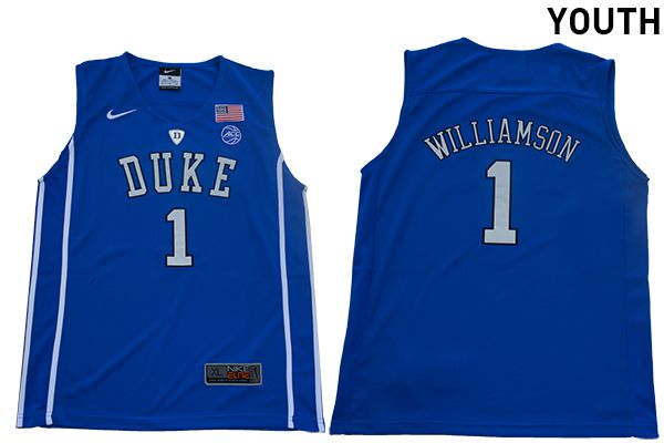 Youth Duke Blue Devils #1 Williamson Blue Nike NBA NCAA Jerseys